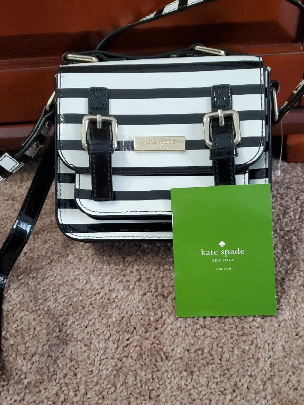 BRAND NEW!!  Striped Black and White Crossbody Bag - Kate Spade